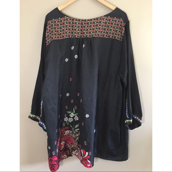 Johnny Was Jolie Floral Silk Boho Tunic Blouse - Picture 2 of 7